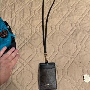 Coach Black and Brown Card Holder Lanyard